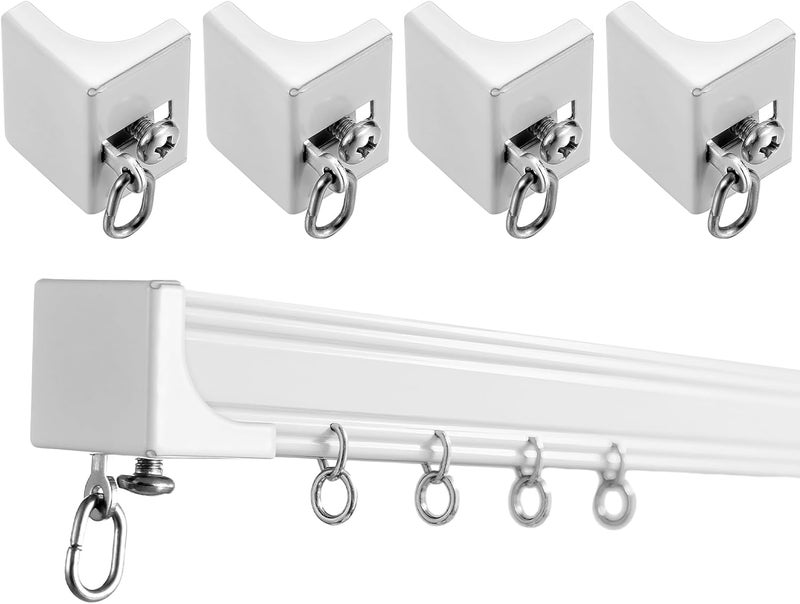 Zonon 4 Pcs End Caps for Curtain Track White Drapery Hook Curtain Track End Stop for Window - Image 1